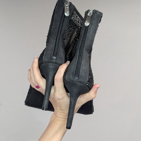 Adrienne Vittadini Noon Transparent Heeled Boot Black Size 10 - Picture 4 of 5